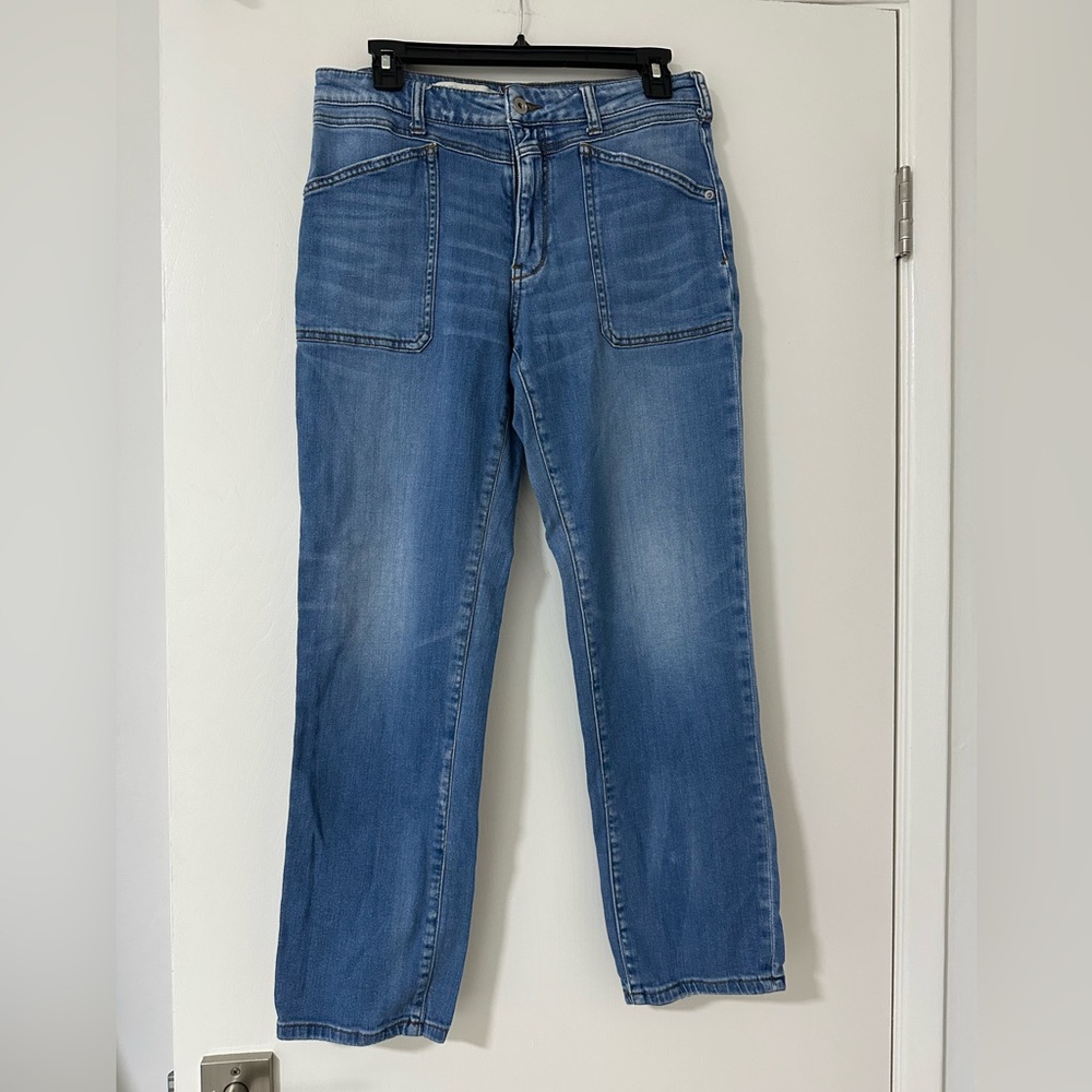Pilcro and the Letterpress Slim Boyfriend Straight Blue Jeans